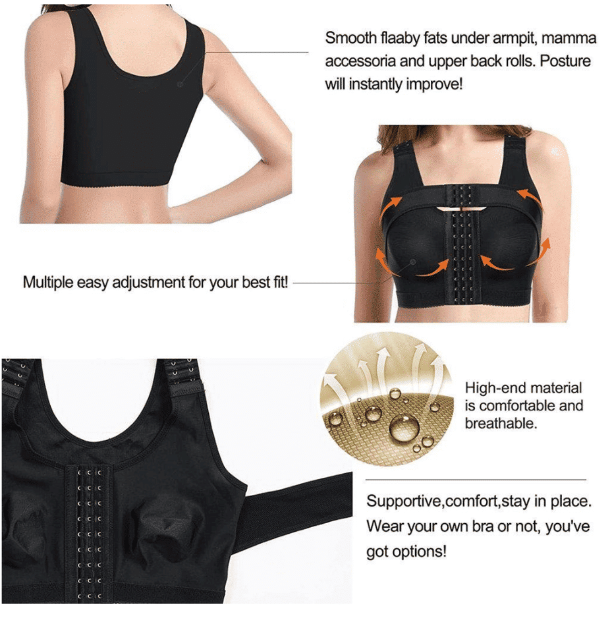 Vivian – Post-Operative or Sports Bra – Front Closure for Extra Chest Support
