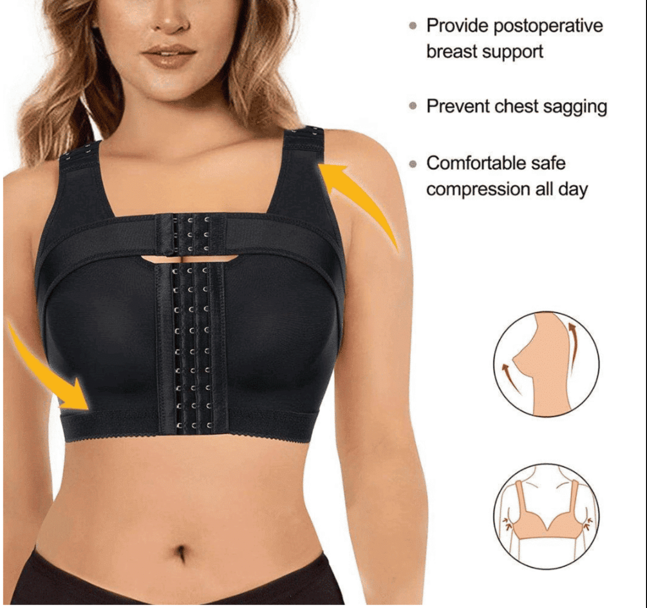 Vivian – Post-Operative or Sports Bra – Front Closure for Extra Chest Support
