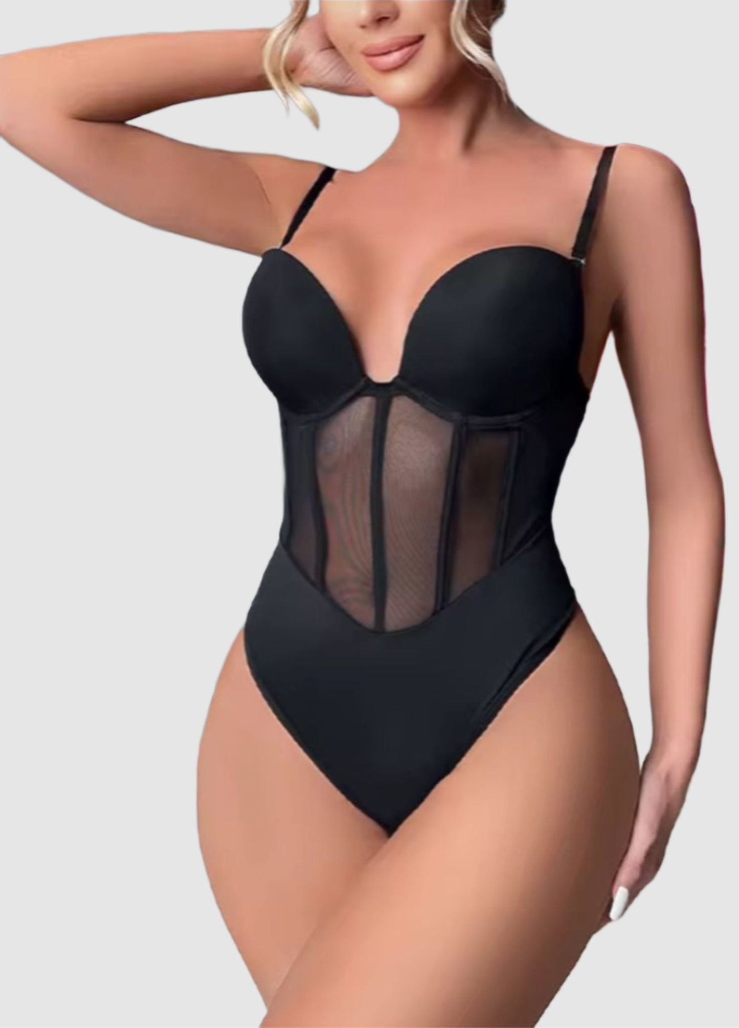 Nova – Shapewear Bodysuit with 5 Steel Bones and Shoulder Straps – Backless Look – Wear Without a Bra