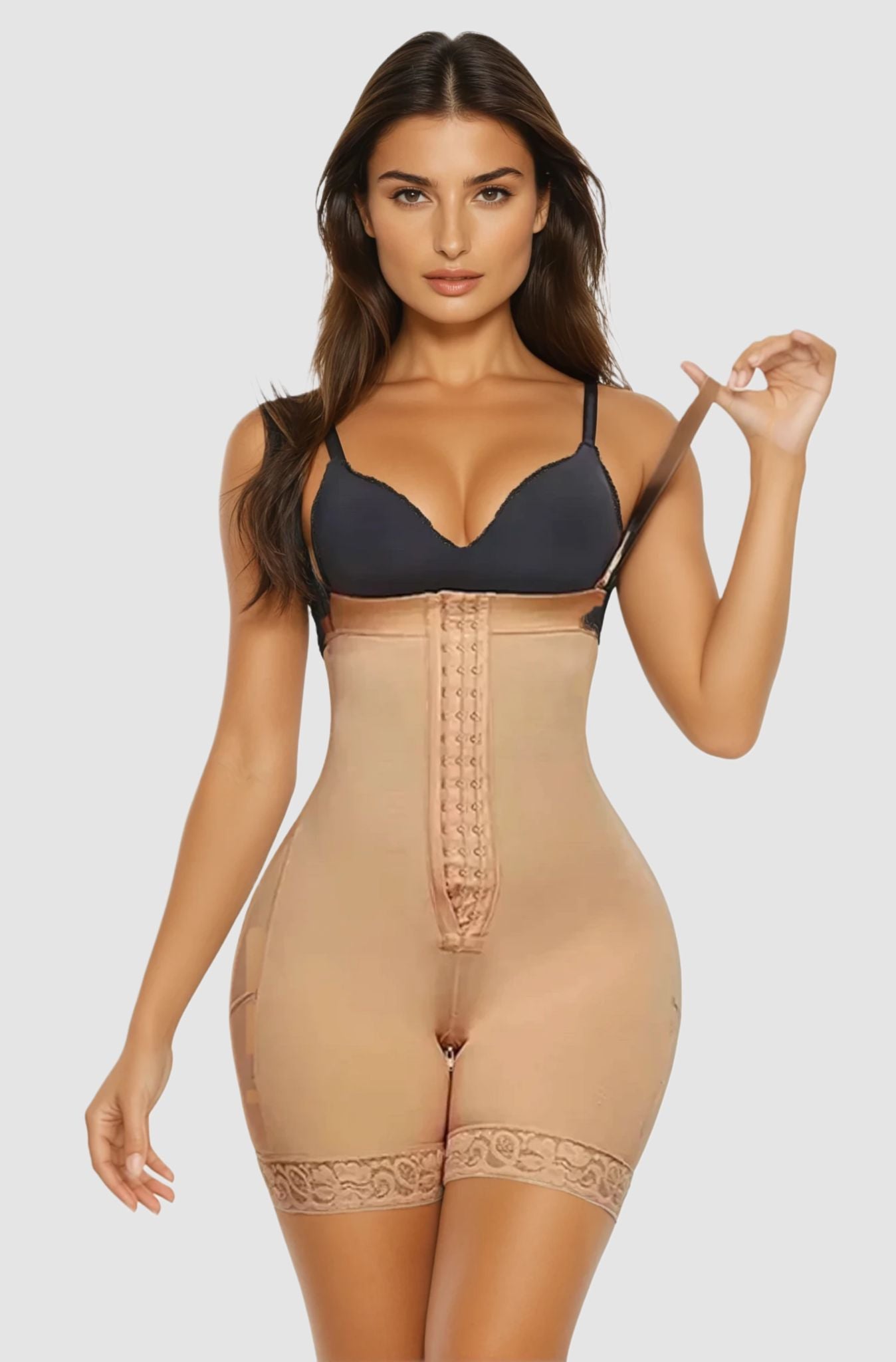 Naomi – Body Lifter Shapewear with Adjustable Hooks - Removable Shoulder Straps - Zipper at the Crotch