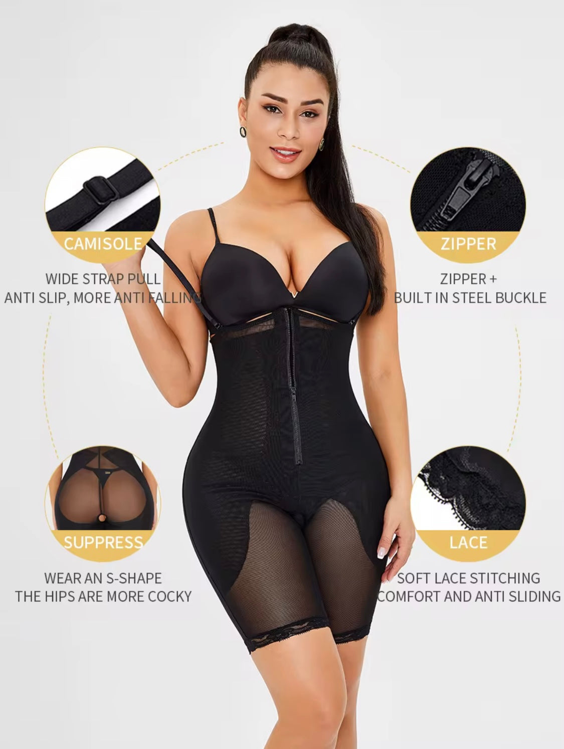 Moniek – Corrective Shapewear with Removable Straps, Zipper, and Hooks – Ultimate Comfort