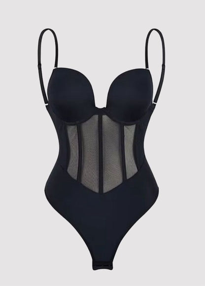 Nova – Shapewear Bodysuit with 5 Steel Bones and Shoulder Straps – Backless Look – Wear Without a Bra