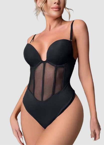 Nova – Shapewear Bodysuit with 5 Steel Bones and Shoulder Straps – Backless Look – Wear Without a Bra