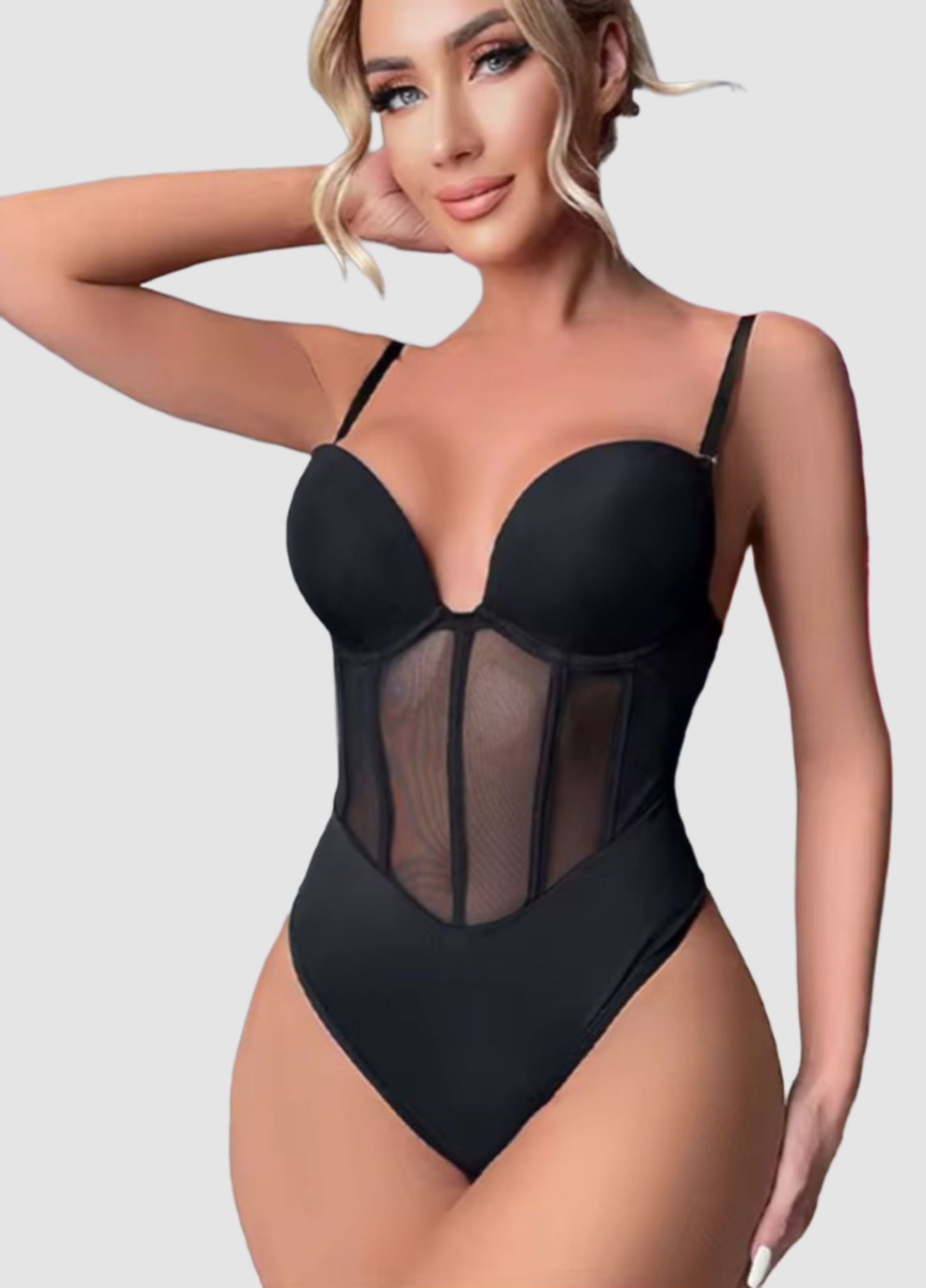 Nova – Shapewear Bodysuit with 5 Steel Bones and Shoulder Straps – Backless Look – Wear Without a Bra