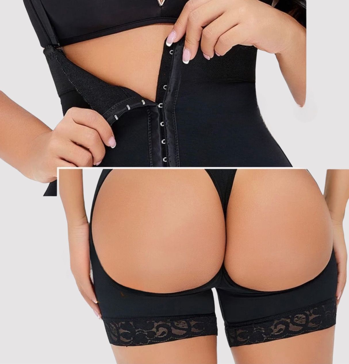 Caitlin – Slimming Body Shaper with Hook Closure, Removable Shoulder Straps & Open Butt Design